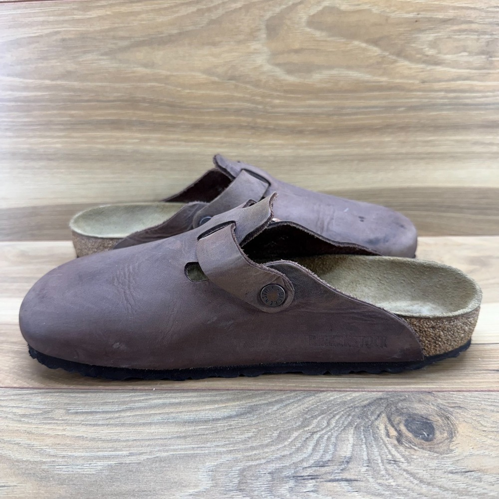 Birkenstock Boston Clogs Womens 8 W EU 39 Brown Nubuck Leather Slip On - Picture 6 of 10